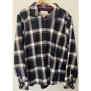 Orvis Womens Pinnacle Fleece Lined Flannel Shirt Jacket Shacket XXL Black White
